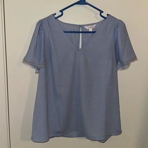 LC Lauren Conrad blue and white striped blouse size small